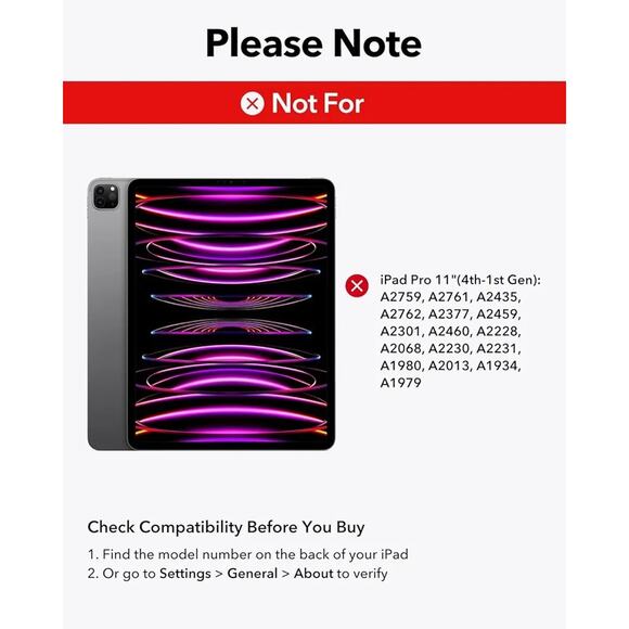 ESR iPad Pro 11 Inch Case w Keyboard (M4, 2024), iPad Pro 11 (5th Gen) New Black - Picture 7 of 11